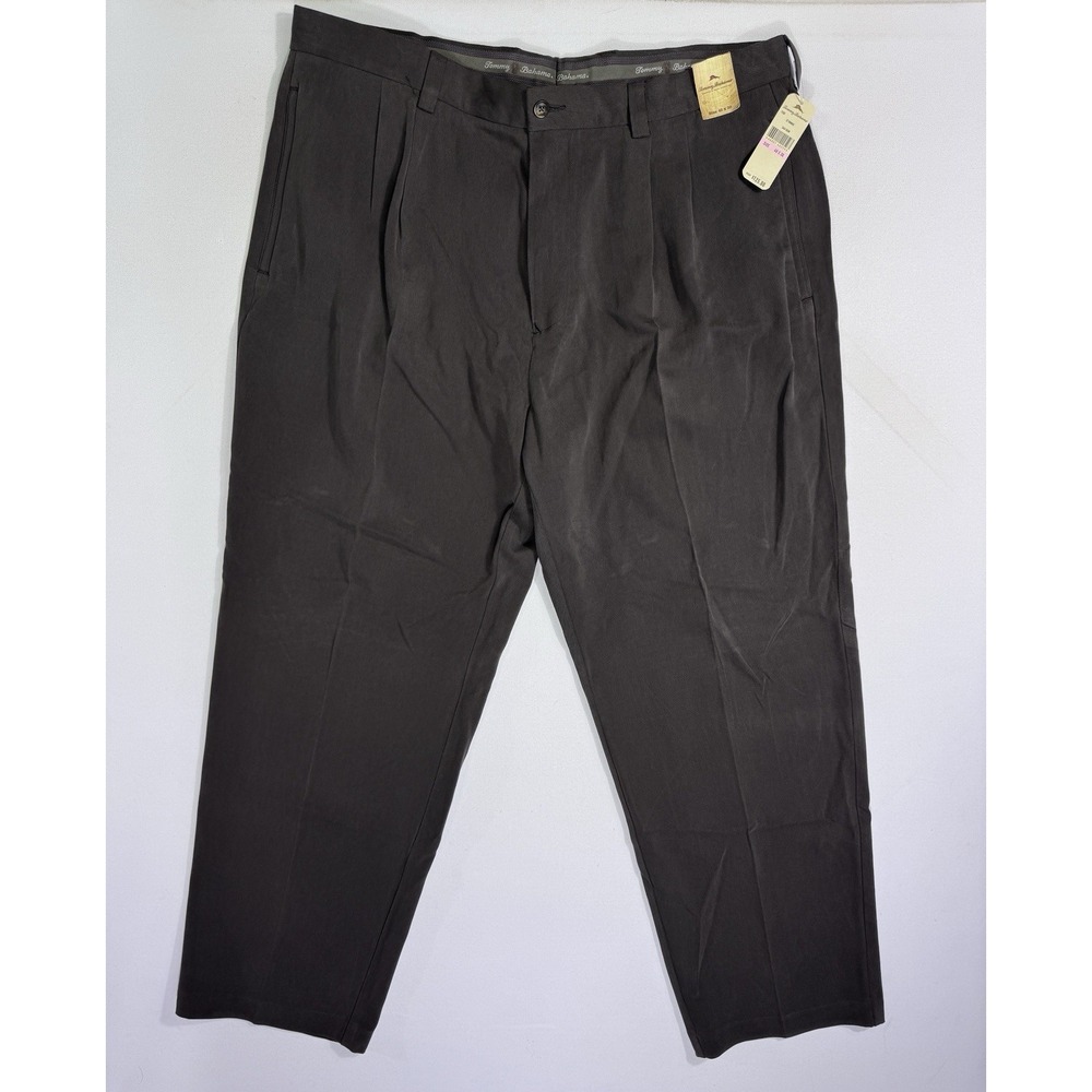 Tommy Bahama St Thomas 100% Silk Pleated Dress Pants Men 40x30 (40x29) NWT Brown